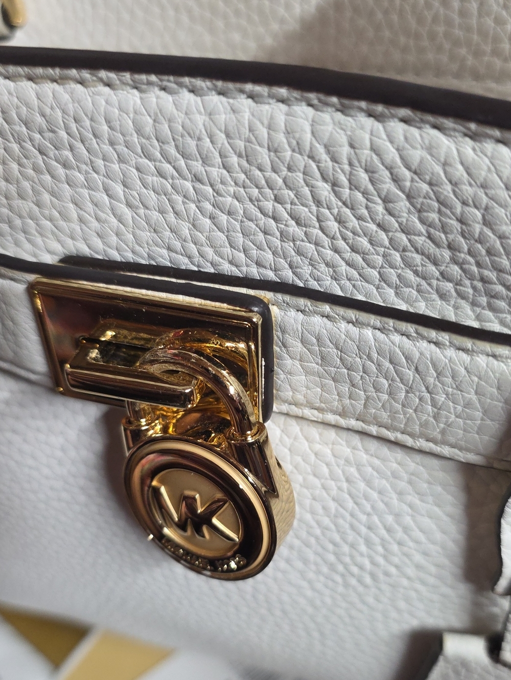 Michael Kors White Pebbled Leather Crossbody Hamilton Traveler Nwt - Picture 4 of 16